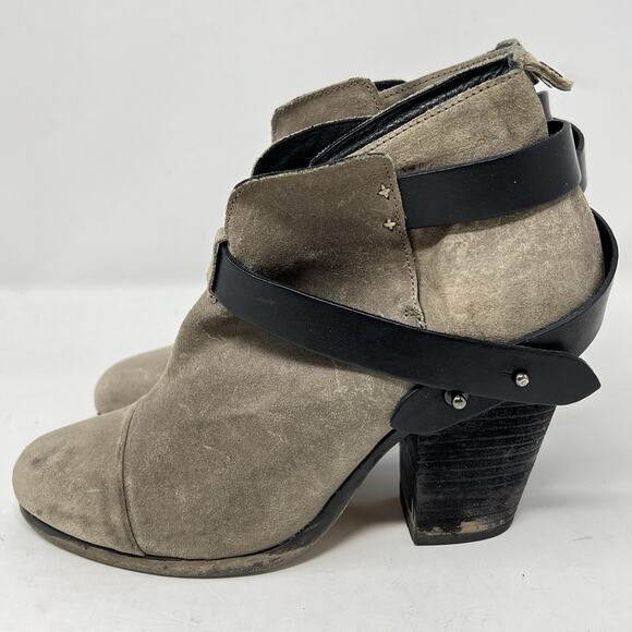 Rag & Bone Harrow Ankle Boots Womens Size 7-7.5 Tan Suede Booties Heeled Shoes - Picture 4 of 13